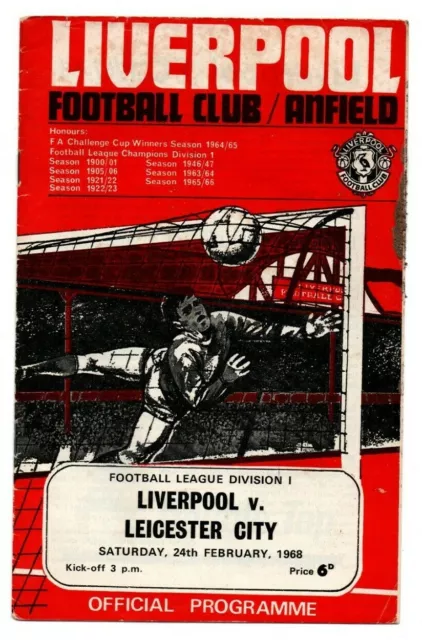 Orig.PRG  England Division 1  1967/68  LIVERPOOL FC - LEICESTER CITY  !  SELTEN
