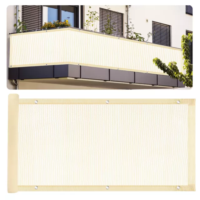 3'x10' Balcone Privacy Schermo, per Esterni,Protezione Parapetti 90% (Beige )