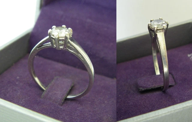 Bague Solitaire Argent Massif 925 - Taille 52, 3 Grammes, Occasion Mais Belle Pièce