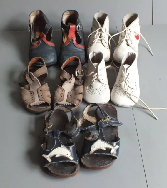 Lot De 5 Paires De Chaussures Enfant En Cuir - Pointures 18 A 21