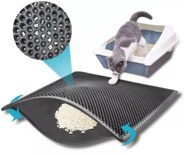 Tapis de trappeur double boîte à litière pour chat grand nid d'abeille avec couche de base imperméable