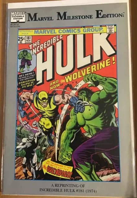 Incredible Hulk Comic Book 181 Marvel Milestone 1999 Wolverine 1st App Reprint