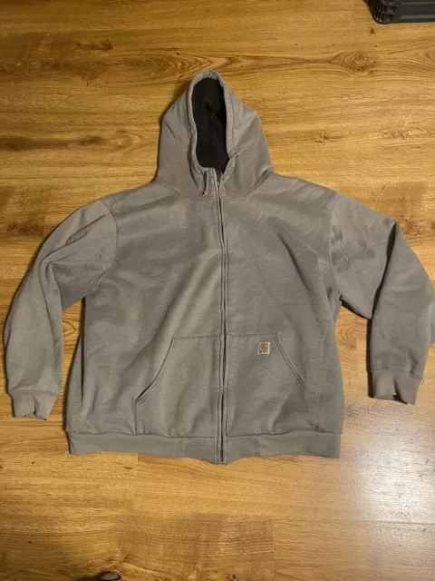 Vintage Carhartt Sherpa Lined Hoodie Jacket Size XXXL 3XL Full Zip Vtg Work Wear