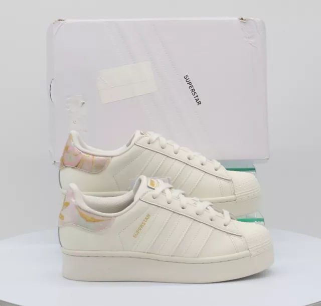 Adidas Superstar Bold Womens Trainers Uk 4.5 Eu 37 1/3 White Mesh Suede Rrp £85