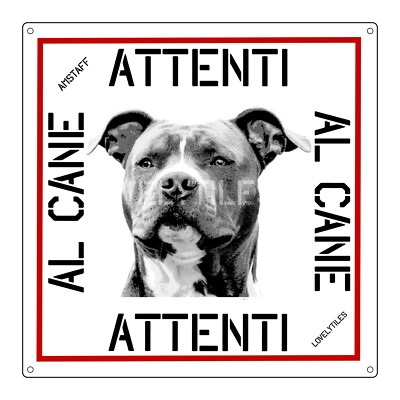 Cartello Metallico 'Attenti Al Cane' Per Amstaff - 15x20 Cm, Personalizzabile