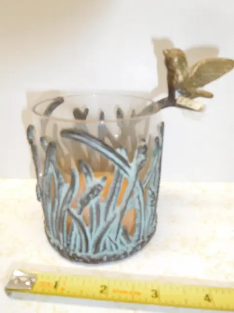 Vintage Brass Candle Holder with Bird & Grass for 2-7/8 inch Insert