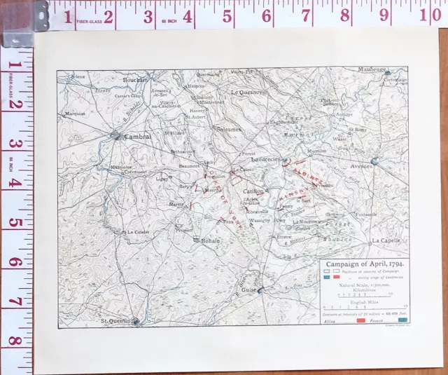 Map/Battle Plan Campaign April 1794 Kinsky Duke Of York Allies & French Cambrai