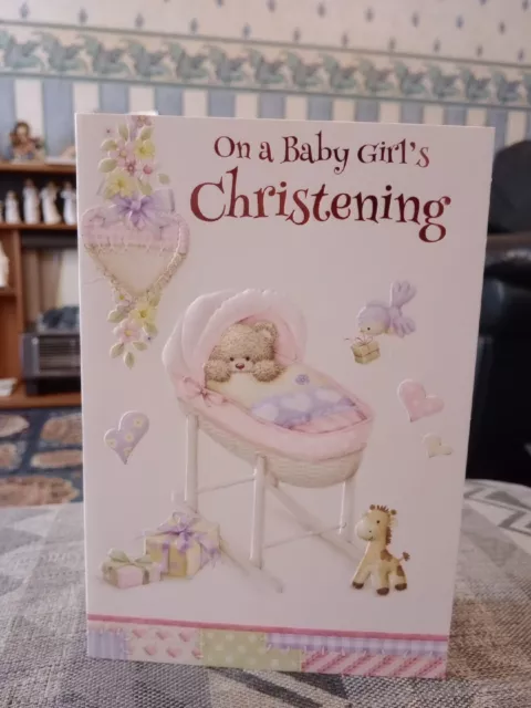 Baby Girl's Christening Day Card Greeting Card
