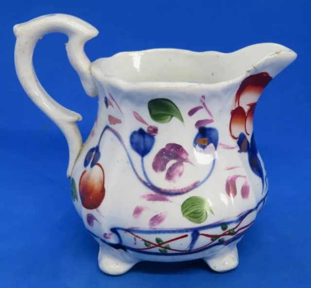 Gaudy Welsh vintage Victorian antique small footed jug