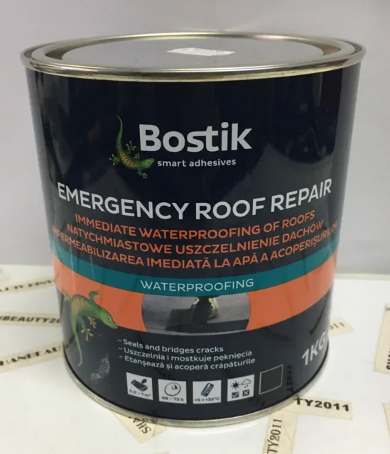 Bostik NEGRO, techo emergencia un abrigo reparación pintura impermeabilización inmediata 1 kg