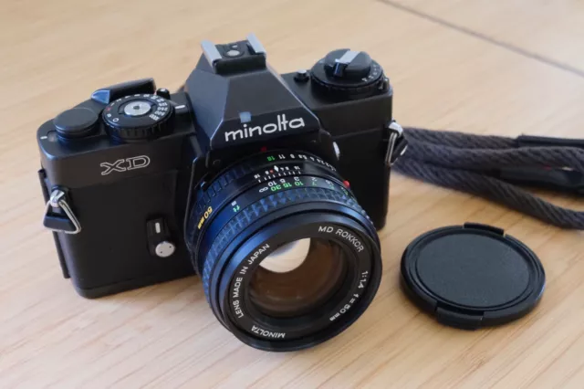 [Nr Mint] Minolta XD Black 35mm Film Camera MD Rokkor 50mm f1.4 Lens from Japan