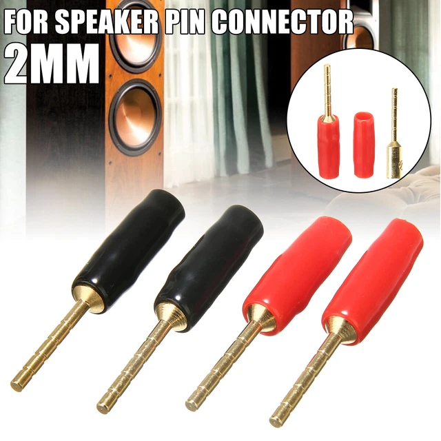 2mm 4pcs Gold Plated Speaker Pin Banana Plug Screw Terminal Adaptors Connectors