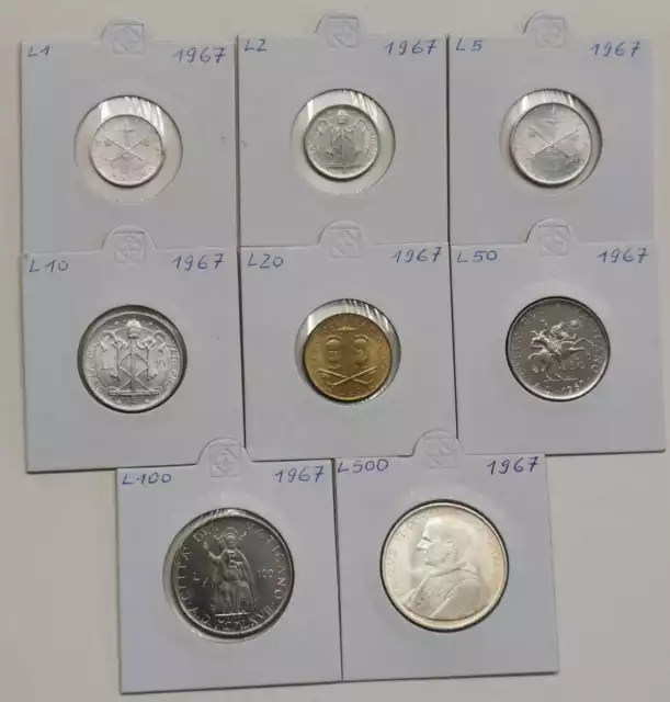 Vatikan  Kursmünze 1967  (Wählen Sie zwischen: 1 Lira - 500 Lire Silber)