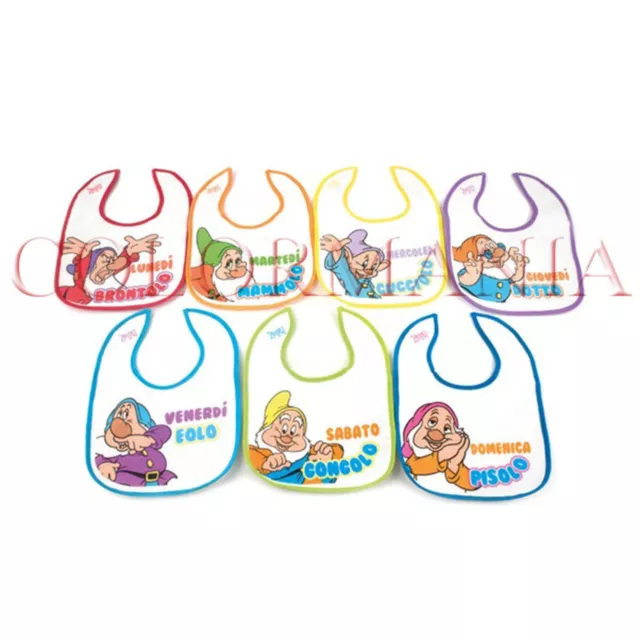 NEOBABY SET 7 BAVAGLINE IMPERMEABILI IN SPUGNA BAVETTE BIMBO BIMBA NEONATO 6m+