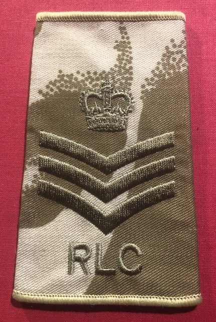 BRITISH ARMY RLC Staff Sergeant Rank Slide / Epaulette Desert Camo ...