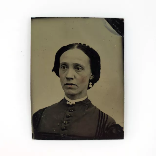 Gorgeous Epic Stunning Woman Tintype c1870 Antique 1/6 Plate Lady Photo D1413