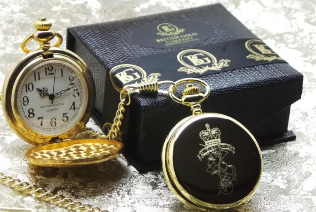 REME Gold POCKET WATCH Custom Engraved Name Date Personalised Gift Case