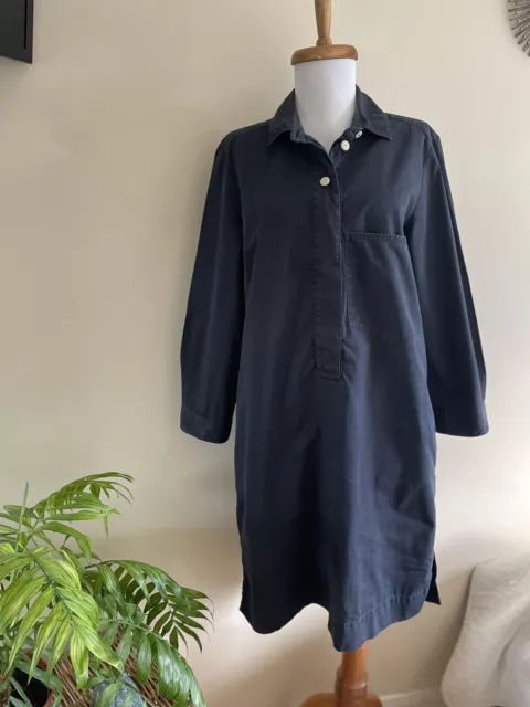 TOAST WASHED COTTON Shirt Dress Artisan Utility Workwear Collared