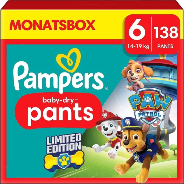 Pampers Paw Patrol Pants Size 6 (14-19 kg) Baby-Dry, Extra Large with Stop and P