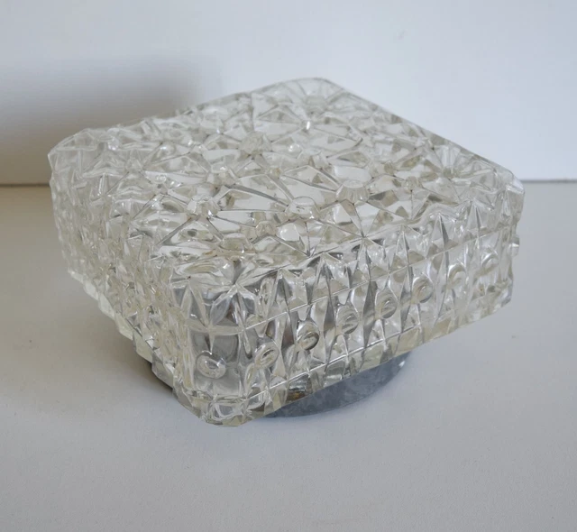 Plafonnier Carré Pointes Diamant Socle Métal Bistrot Hall Entrée - Vintage 70/80