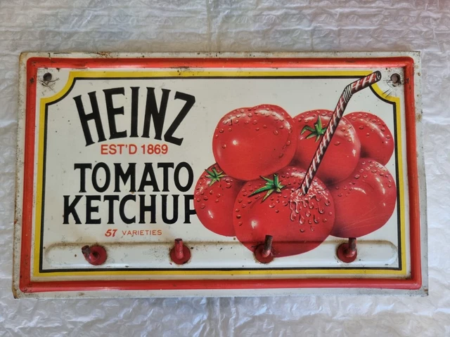 Accroche torchon publicitaire vintage plaque tôle HEINZ TOMATO KETCHUP
