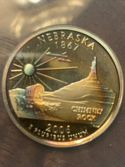2006-S 25c PF Nebraska Silver  Proof 69 Deep Cameo With Toning.  ANACS graded