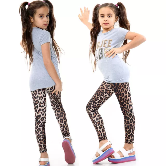 Kids Girls Top Boujee Babe Print Grey T Shirt Tees & Trendy Leopard Legging 7-13