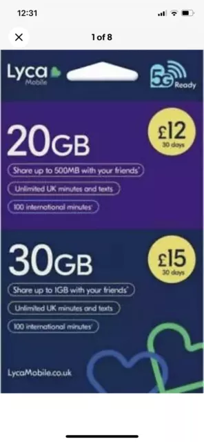 100*NUOVA carta SIM mobile Lyca Pay As You Go taglio triplo mini, micro e nano, sigillata