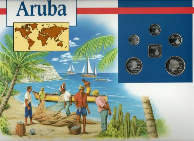 Coins of the World Aruba 2.5,1 Florin 50,25,10,5 Cents 1994 Brilliant Unc