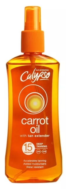 Calypso Karottenöl mit hellbraunem Extender LSF 15 Medium 200ml Tiefbräunung Sonnenpflege
