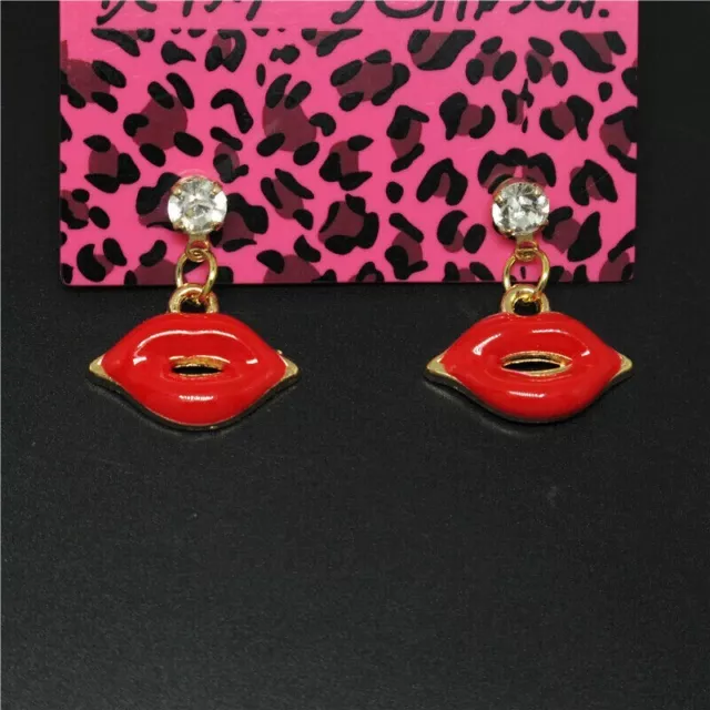 Betsey Johnson's "HOT LIPS" Gold Filled Red Lips Stud Earrings..Popular!!