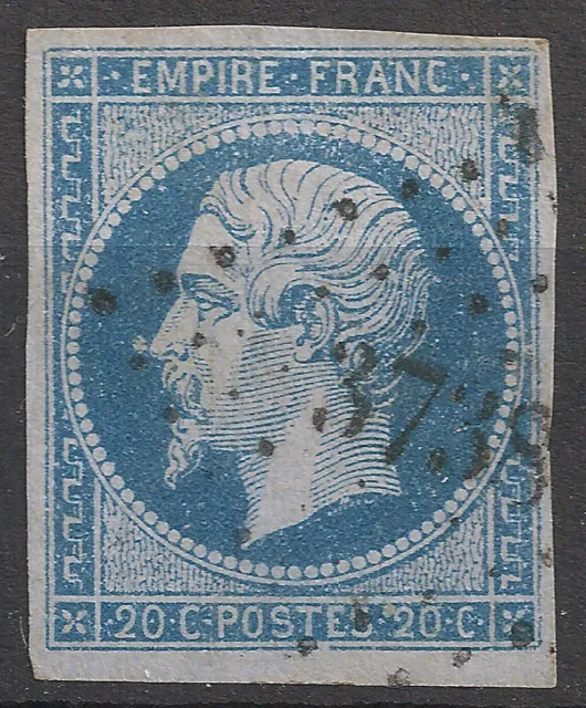 NAPOLÉON N°14Ae bleu sur lilas, BFA, PC 3738 Ténez-Algerie, signé Brun, TB