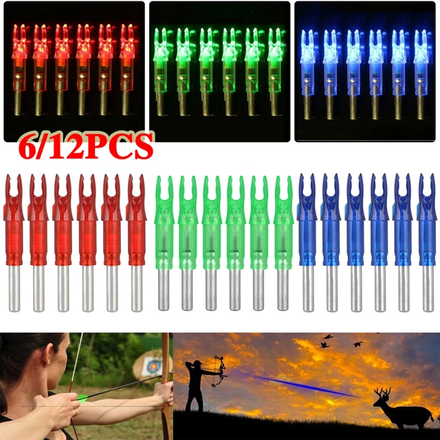 6/12Pcs Archery LED Lighted Nock Tail 6.2mm For Compound Bow Hunting Arrow Nocks