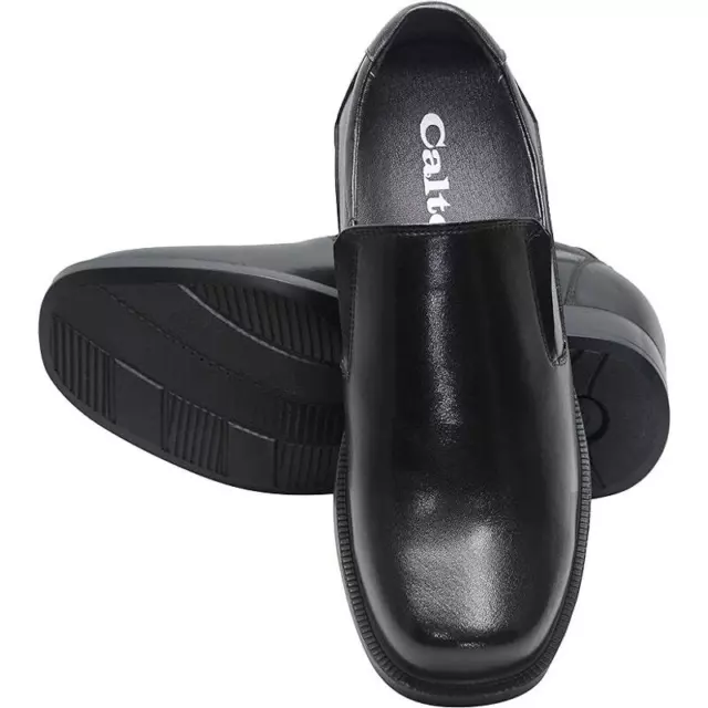 MEN'S INVISIBLE HEIGHT Increasing Elevator Shoes - Black Leather Slip ...