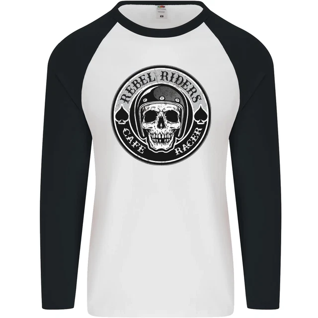 Maglietta da baseball Rebel Cafe Racer Biker moto da uomo L/S