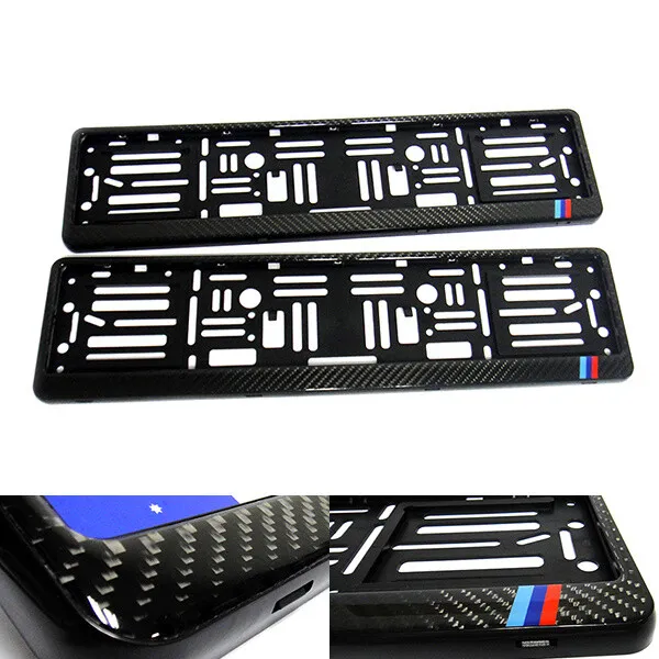 2x Real Carbon Fibre Euro Car Licence Number Plate Surround Holder Frame For BMW