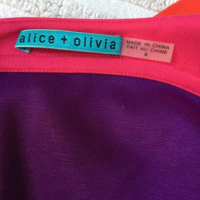 Alice + Olivia Women's Haven Colorblock Shift Dress Size S Purple/Red Sleeveless 3