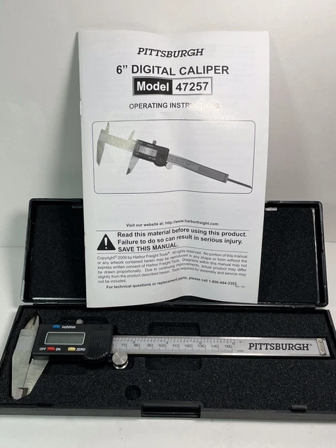 Pittsburgh 6” Digital Caliper Model 47257 Hard Case w/ instructions excellent