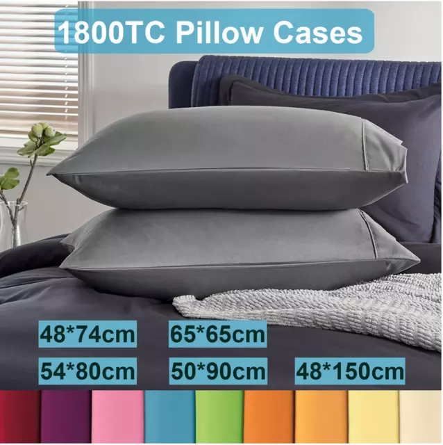 1800TC Super Soft Pillow Cases Queen/King/Standard Wrinkle Fade Stain Resistance