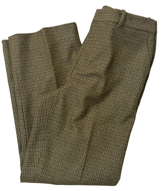 Lauren Ralph Lauren Wool Dress Pants Brown Black Houndstooth Cuffed Leg Size 10P