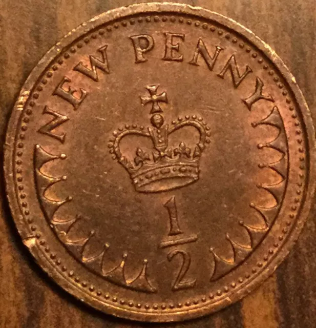 1974 Uk Gb Great Britain New 1/2 Penny Coin