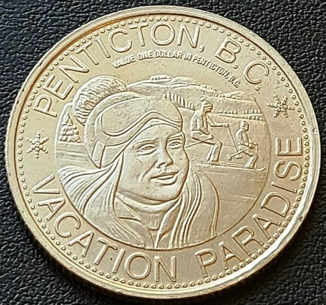 1978 Penticton British Columbia Token $1 Trade Dollar - Peach Festival - UNC