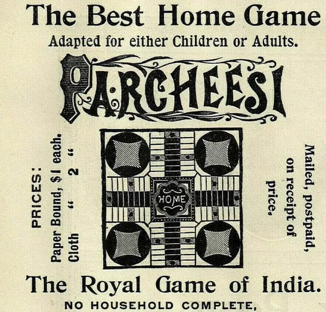 1895 PARCHEESI Parlor Table Board Game Selchow & Righter NY PAPER AD 3966