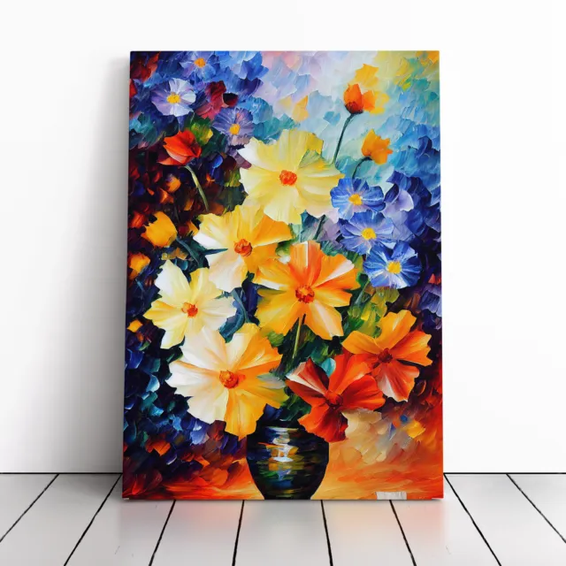 Flowers In A Vase No.1 Canvas Wall Art Print Framed Picture Home Office Decor