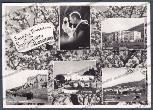 FOGGIA SAN GIOVANNI ROTONDO 04 SALUTI da... VEDUTINE Cartolina FOTOGR viagg 1957