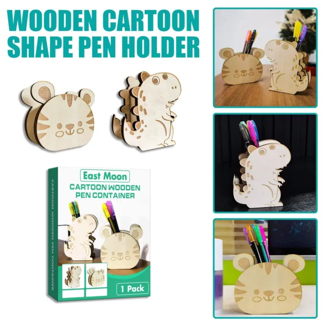 Cartoon Wooden Pen Hold Creative And Cute Office Supplies Desktop Storage