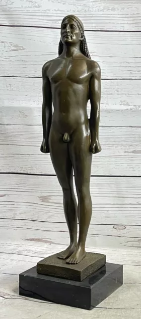 Handgefertigt Alte Griechische Kouros Bronze Skulptur Hot Guss Akt Stecker Fürst