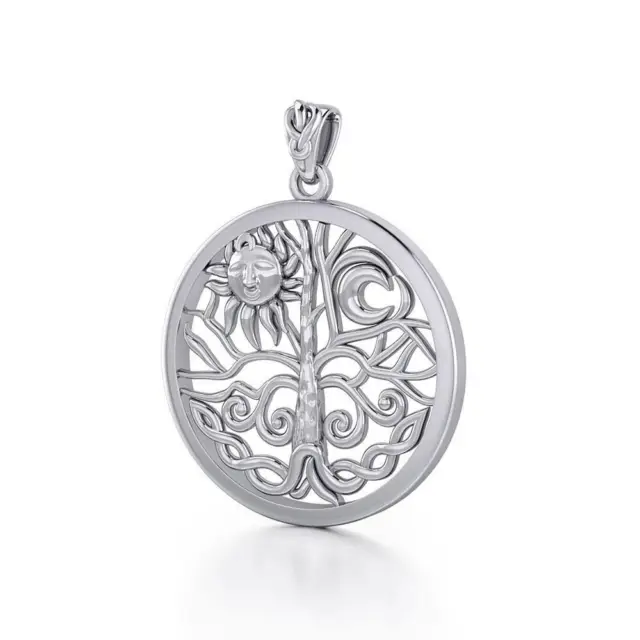 Wicca Tree of Life .925 Sterling Silver Pendant by Peter Stone Jewelry