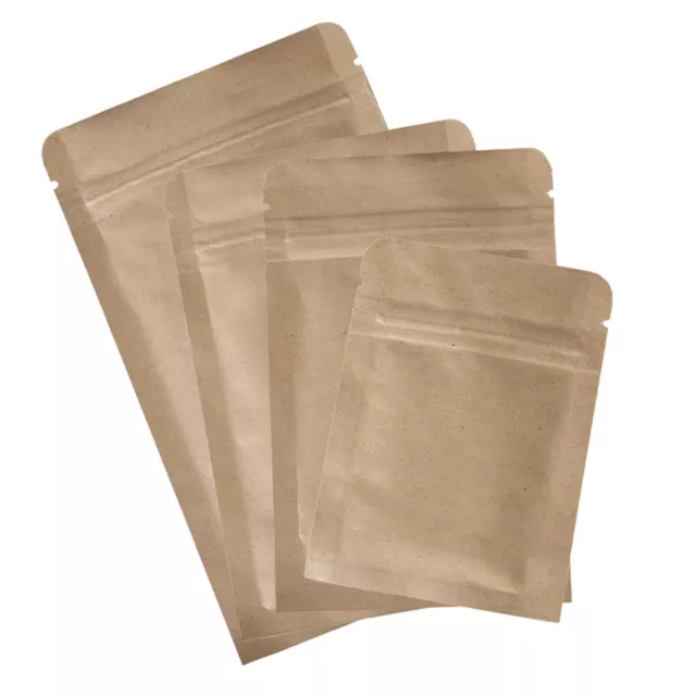 New Flat Brown Kraft QuickQlick™ Mylar Bags Pouches Different Sizes