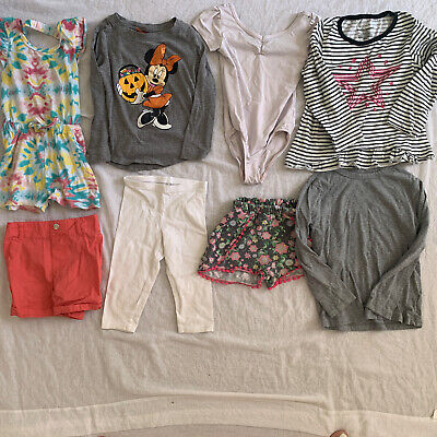Mixed Clothes Lot of 8 Pieces Little Girls Size XS (4-5) Shirts, Shorts, Romper